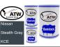 Preview: Nissan, Stealth Gray, KCE: 500ml Lackdose + 500ml Klarlack + 250ml Härter - Set, von ATW Autoteile West.
